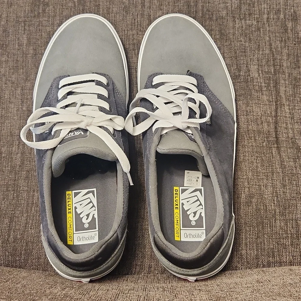 VANS Men's Charcoal and White Sneakers Size 13.